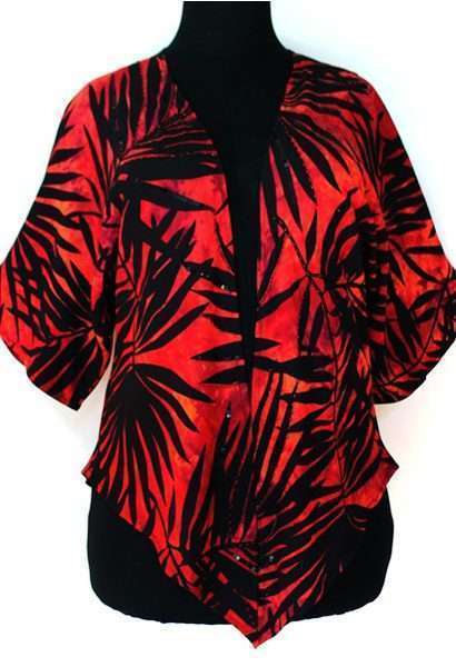 Red tropical pattern shirt on mannequin